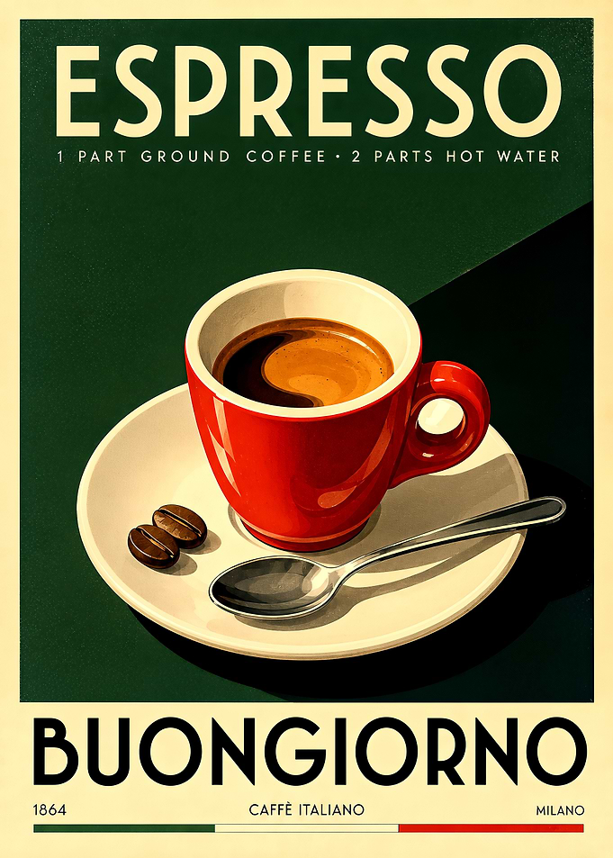 Vintage Italian Espresso Coffee Poster