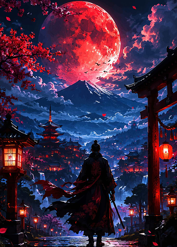 Samurai Under a Crimson Moon