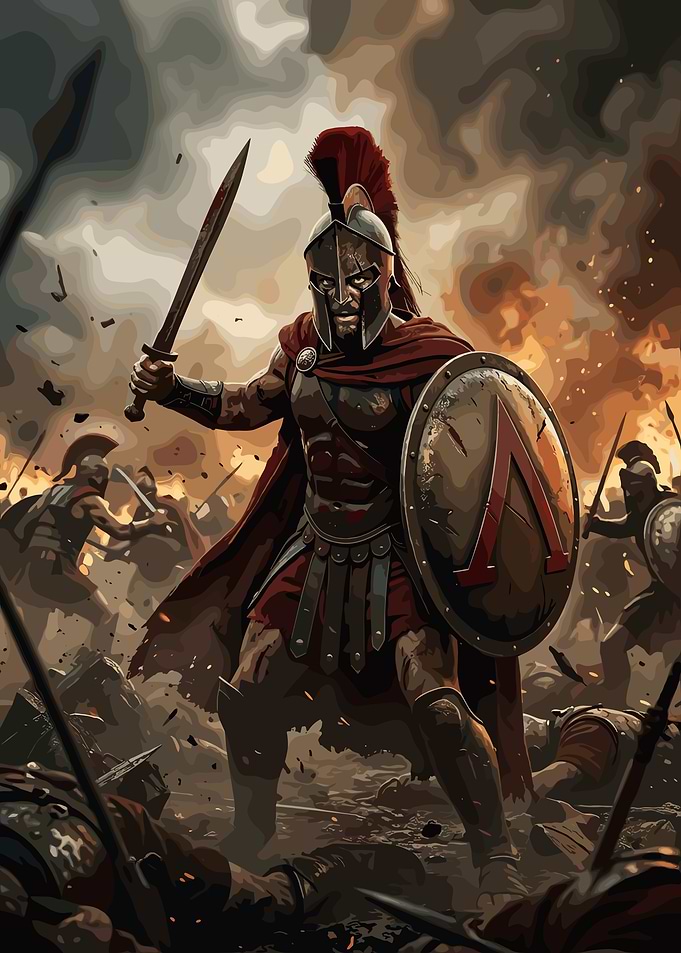 Spartan Warrior in Battle