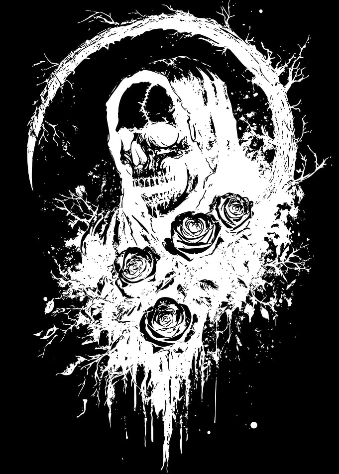 Grim Reaper with Roses Illustration