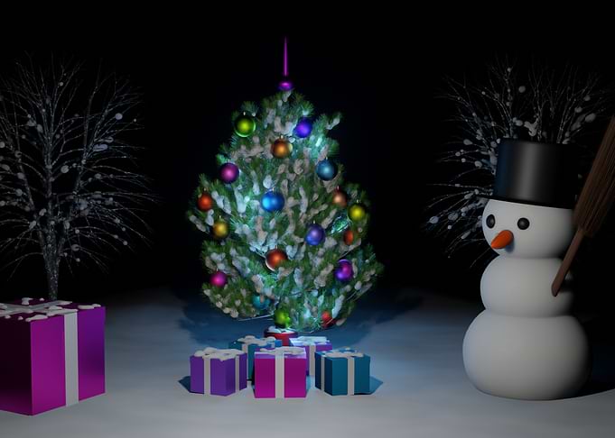 Festive Christmas Scene with Snowman
