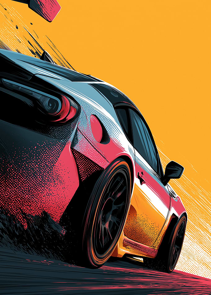 Dynamic Sports Car Drift Illustration