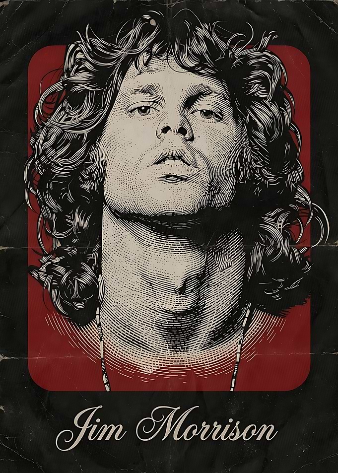 Jim Morrison Engraved Style Portrait