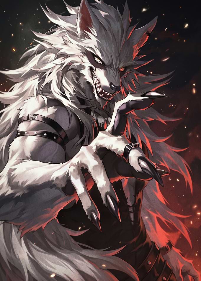 Fierce White Werewolf Digital Art