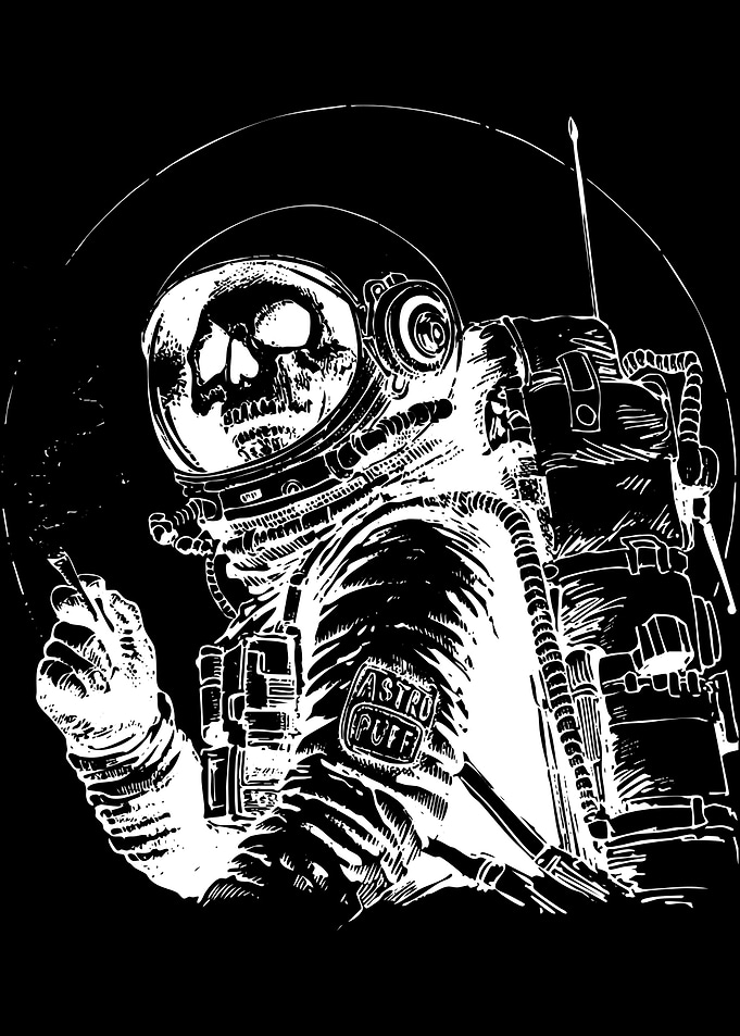 Smoking Astronaut Skull Graphic
