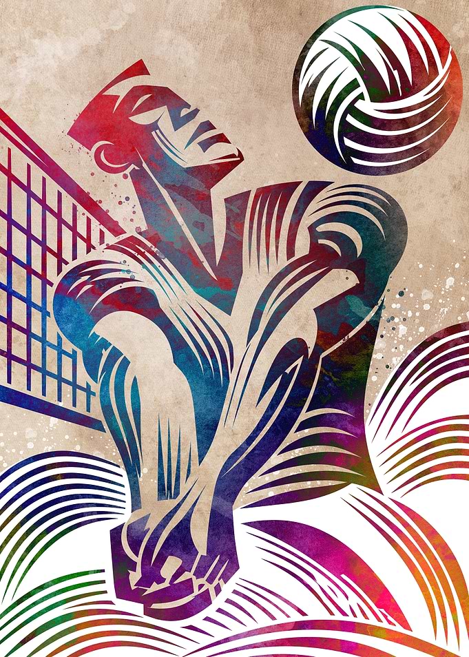 Abstract Volleyball Player Action Art