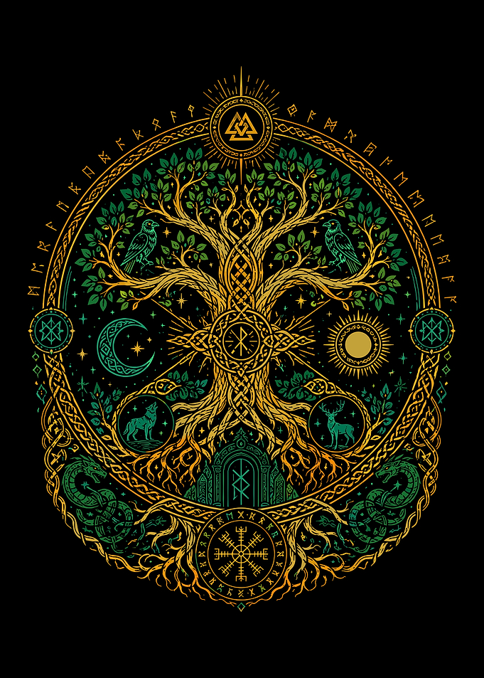 Yggdrasil Norse Mythology Tree Illustration