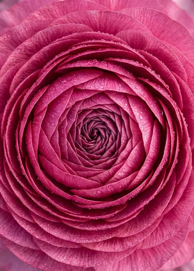 Macro Close-up of a Pink Ranunculus Flower