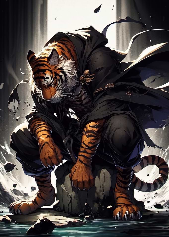 Crouching Tiger Warrior in Black Robes