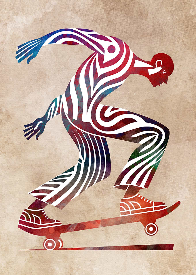 Abstract Skateboarder Graphic Art