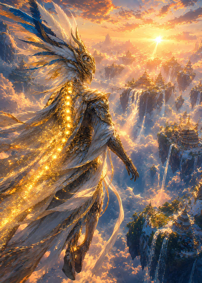 Celestial Being Over Floating Islands