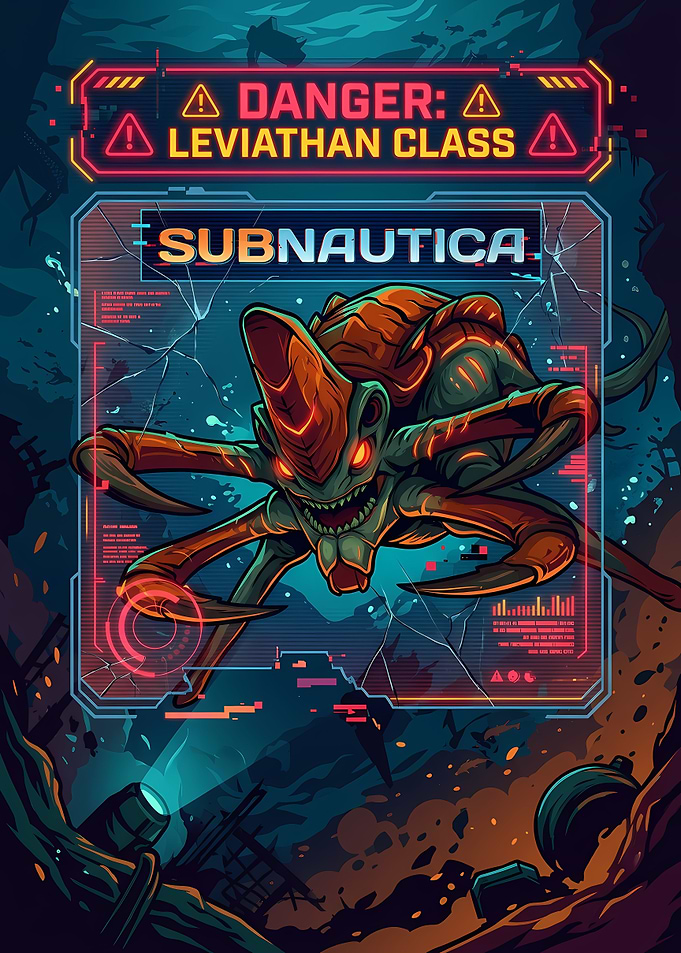 Subnautica Reaper Leviathan Warning Poster