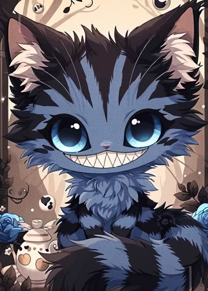 Chibi Cheshire Cat Illustration