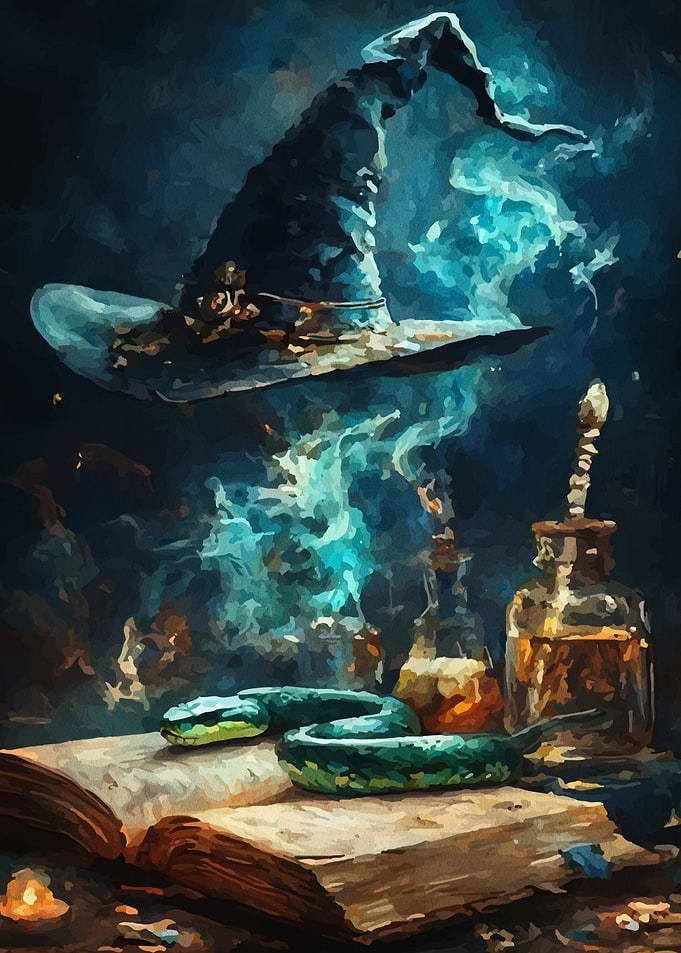 Magical Witch Hat and Serpent