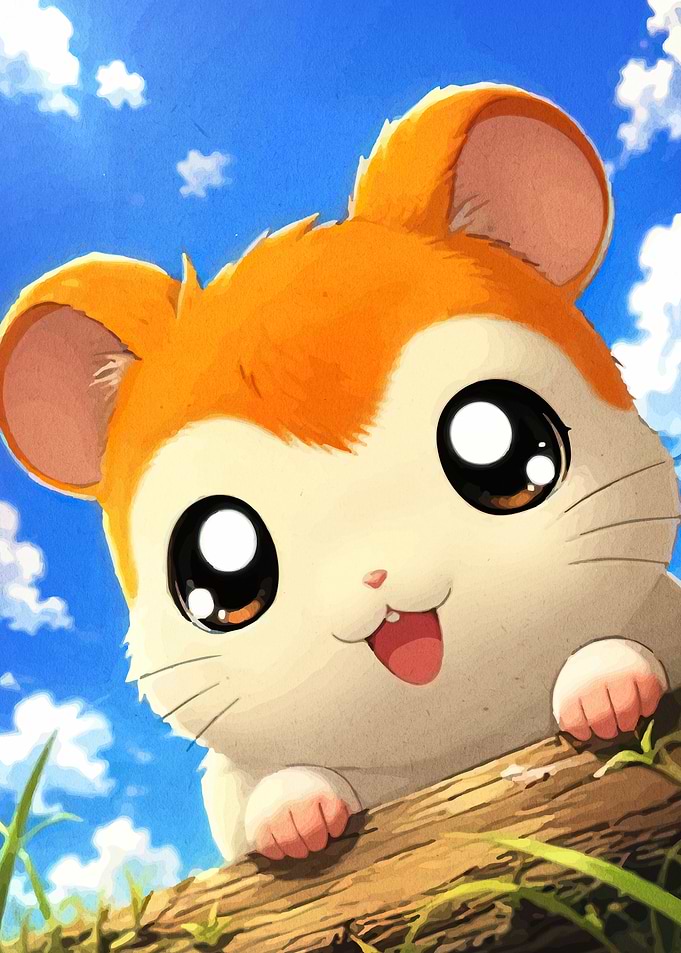Cute Hamtaro Anime Hamster Illustration