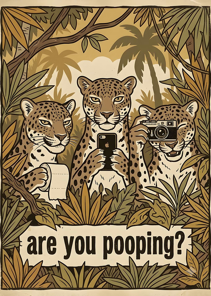Funny Leopards Are You Pooping Poster