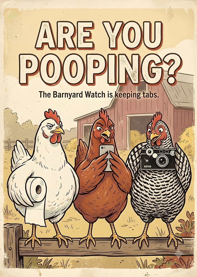 Funny Barnyard Watch Chicken Poster