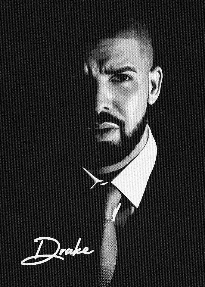 Drake Portrait Black and White Art