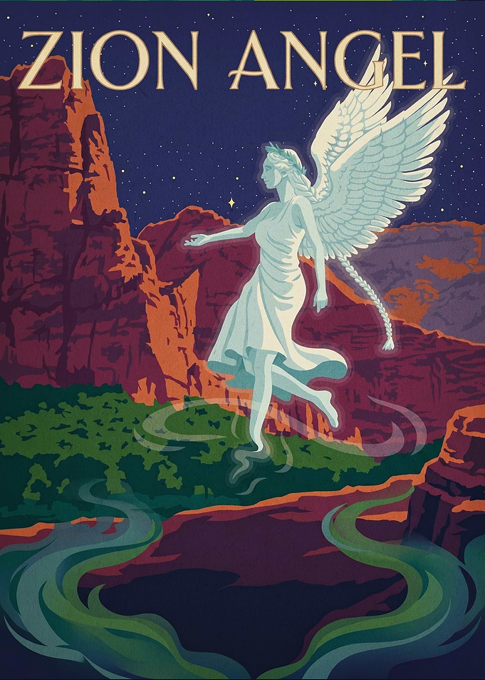 Zion Angel Vintage Travel Poster