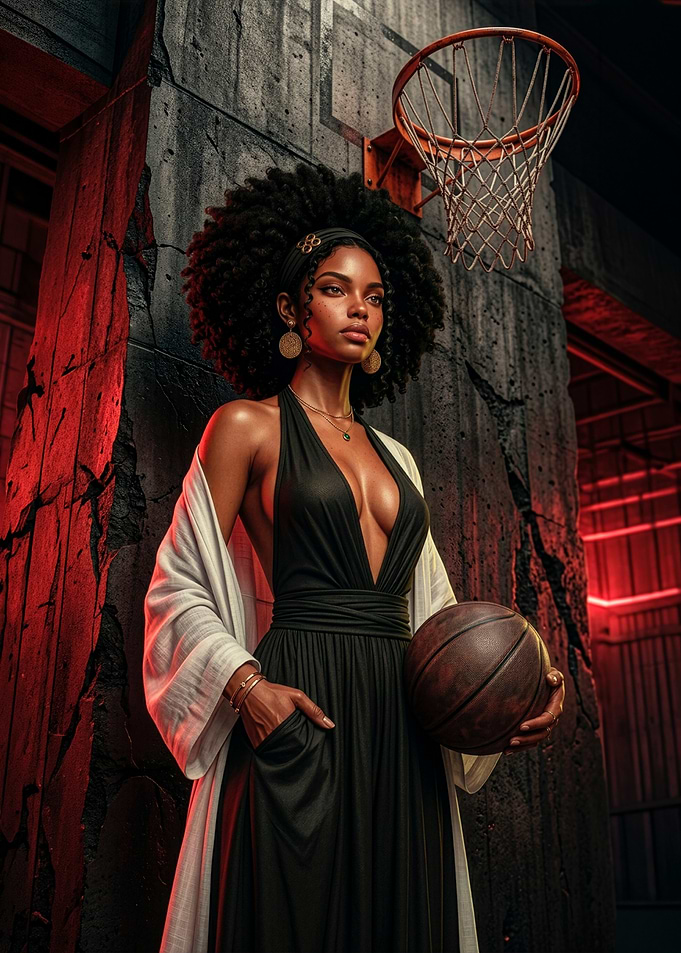 Elegant Woman Holding Basketball