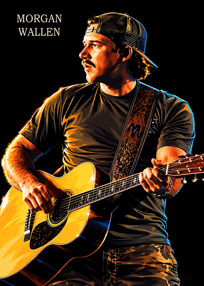 Morgan Wallen Acoustic Guitar Portrait