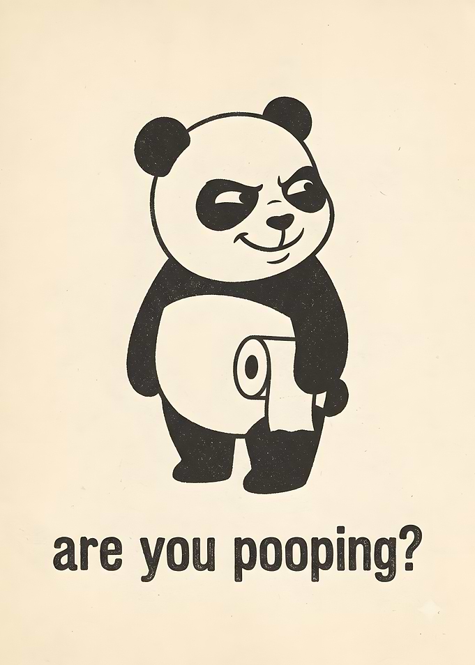 Funny Panda Toilet Paper Poster