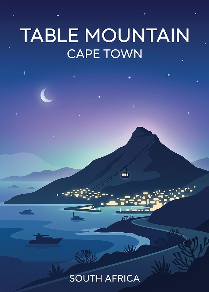 Table Mountain Cape Town Travel Poster