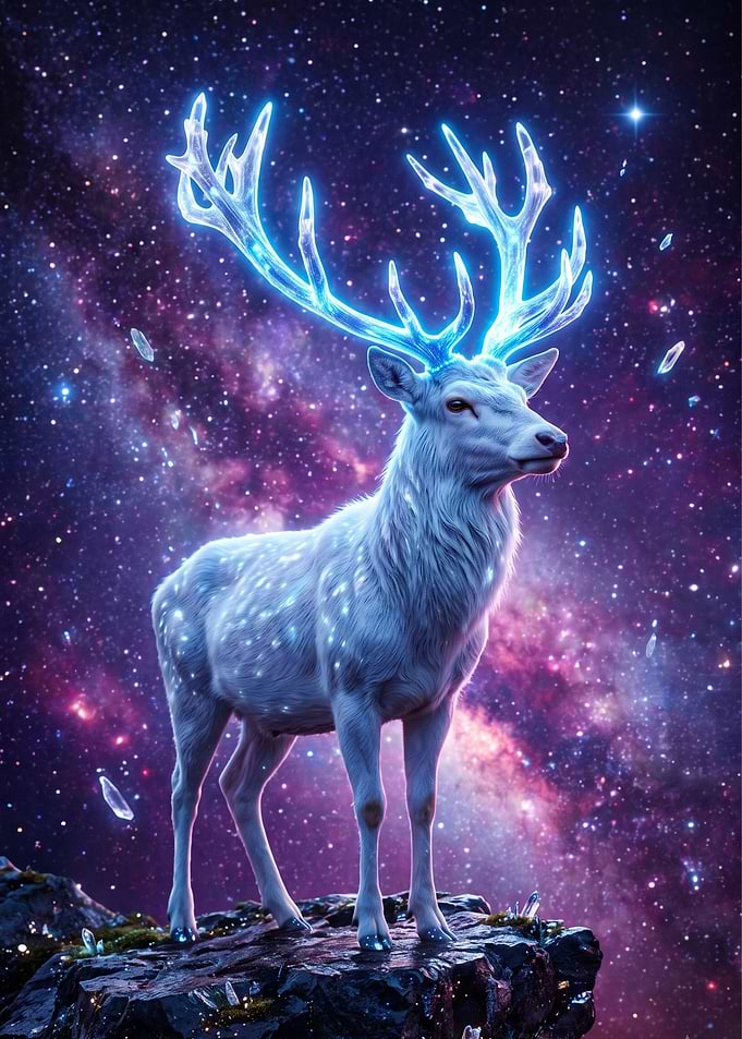 Celestial White Deer in Space