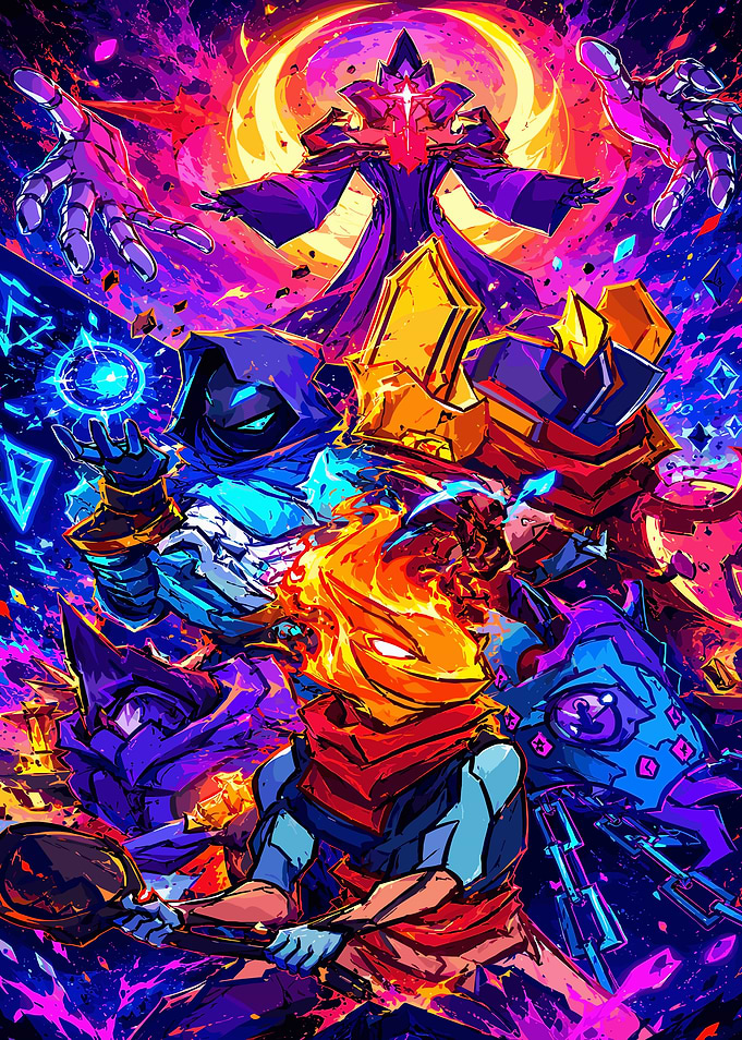 Dead Cells Vibrant Fantasy Character Battle Illustration