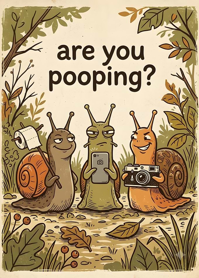 Funny Snails Asking Are You Pooping