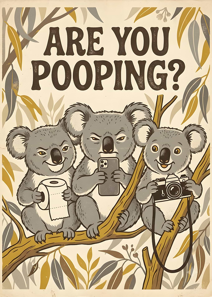 Funny Koala Bathroom Poster