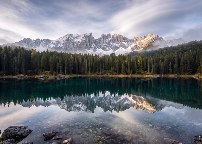Reflective Mountain Lake Landscape