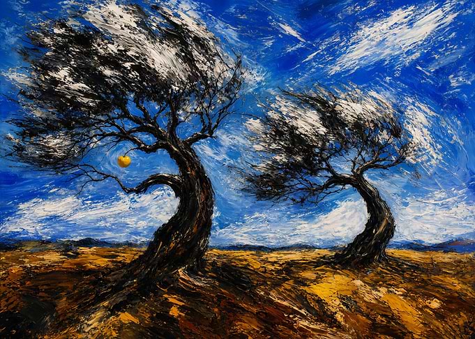 Two Twisted Trees with Golden Fruit