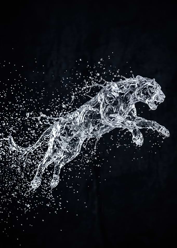 Leaping Water Panther Sculpture