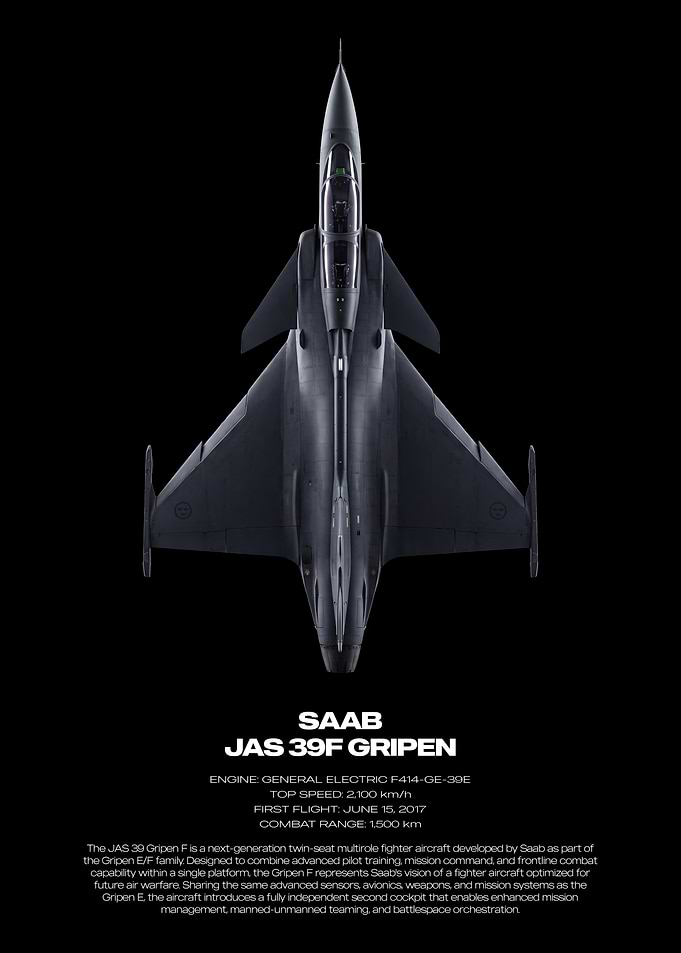 Saab JAS 39F Gripen Technical Poster