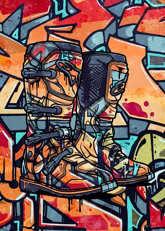Motocross Boots Graffiti Art