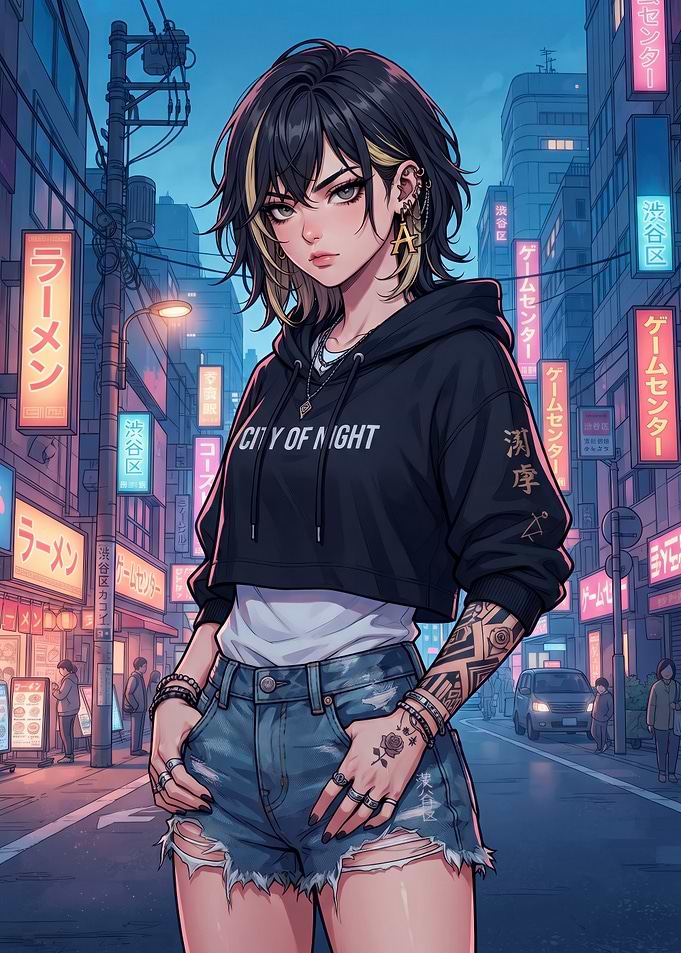 Anime Girl in Urban Streetwear