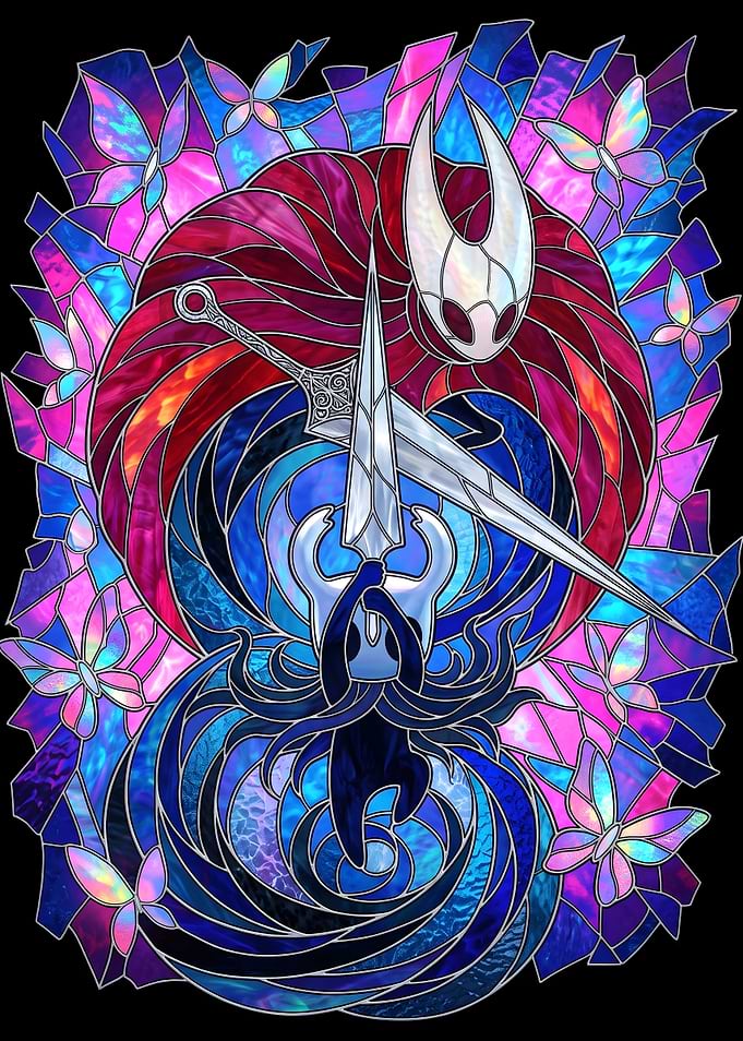 Hollow Knight Hornet and The Knight Stained Glass Art