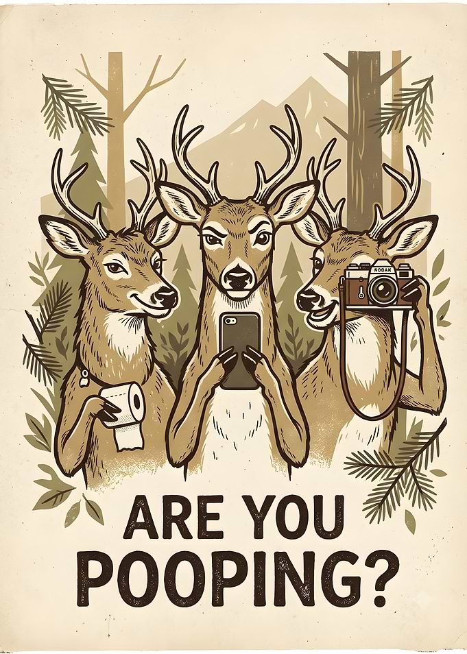 Funny Deer Bathroom Poster