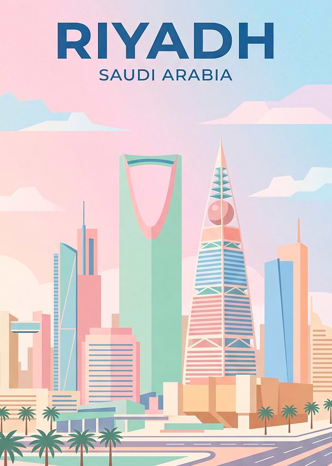 Riyadh Saudi Arabia Skyline Travel Poster