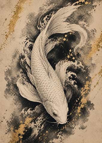Elegant Koi Fish with Gold Accents