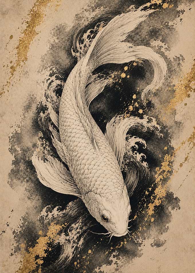Elegant Koi Fish with Gold Accents