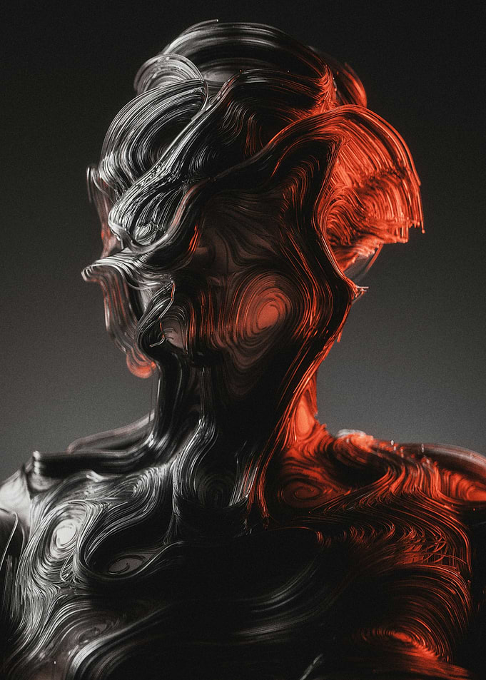 Abstract Swirling Dark Humanoid Form