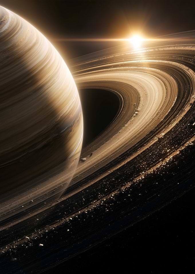 Golden Ringed Gas Giant Saturn Planet Space