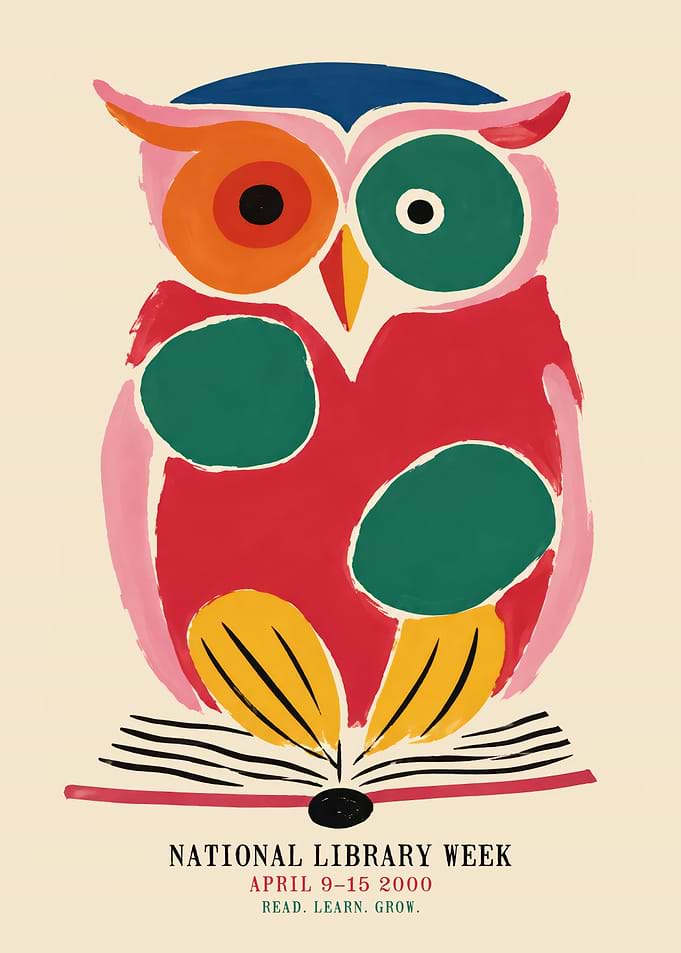 National Library Week 2000 Owl Poster