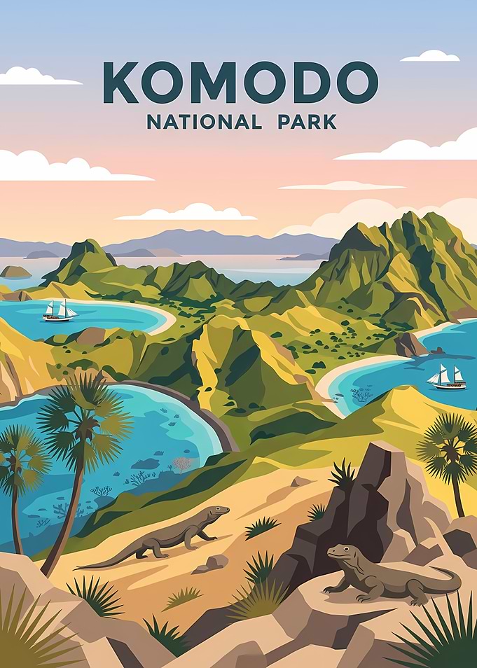 Komodo National Park Travel Poster