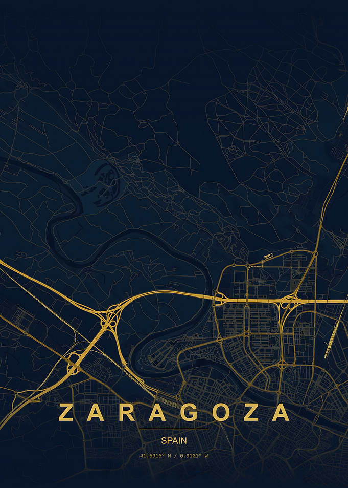 Zaragoza Spain Minimalist City Map