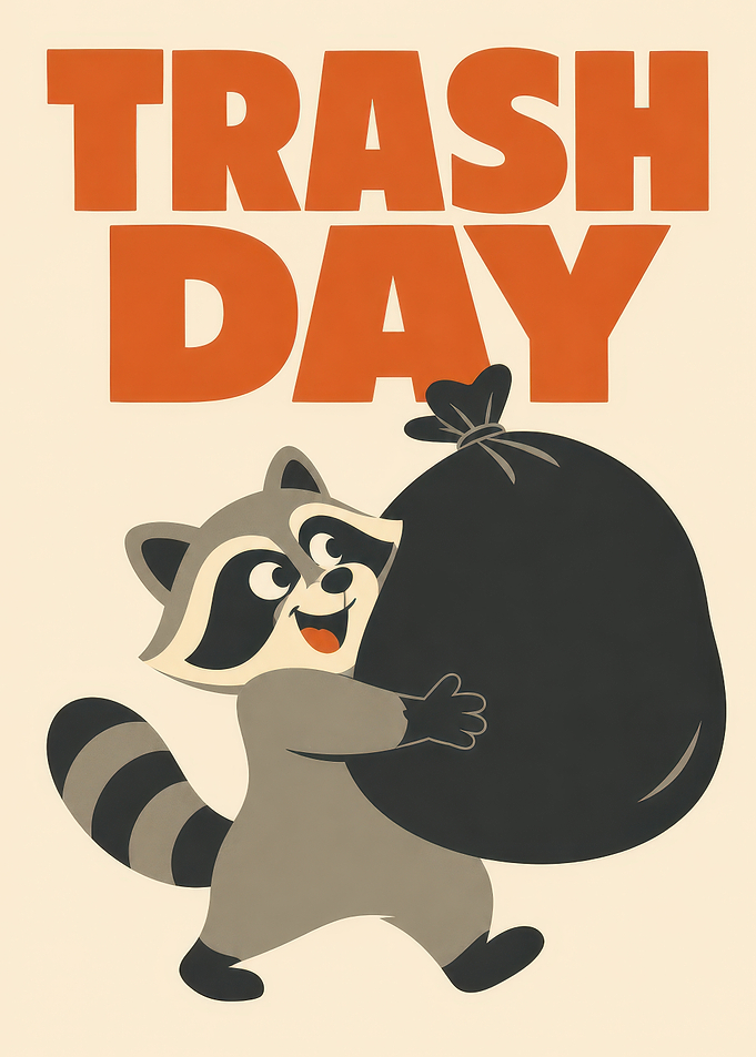 Cute Raccoon Trash Day Poster