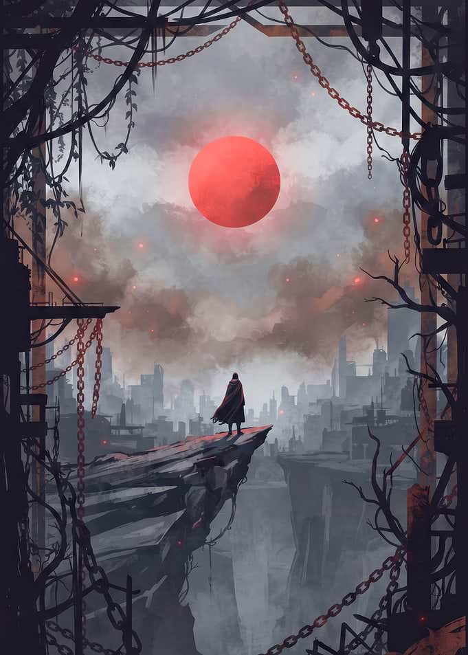 Lone Wanderer in Post-Apocalyptic City