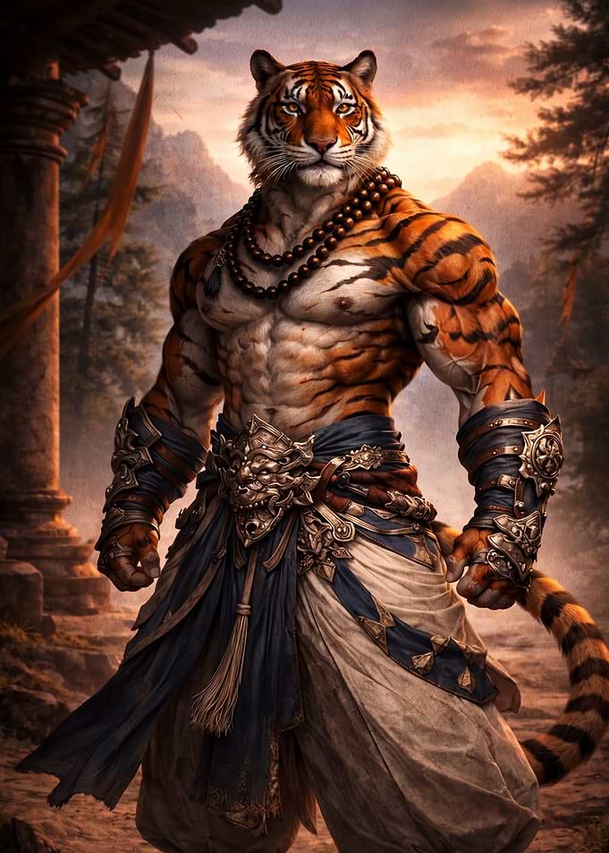 Muscular Tiger Warrior Monk